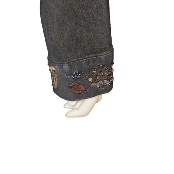 Diane Gilman Jean Jacket with beaded sequin Black L - Picture 5 of 5